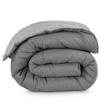 Bare Home Reversible Comforter - Oversized Queen - Goose Down Alternative - Ultra-Soft - Premium 1800 Series - Hypoallergenic - All Season Breathable Warmth (Oversized Queen, Grey/Light Grey)