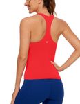 CRZ YOGA Butterluxe Workout Tank Tops for Women Built in Shelf Bras Padded - Racerback Athletic Spandex Yoga Camisole Deep Red Small