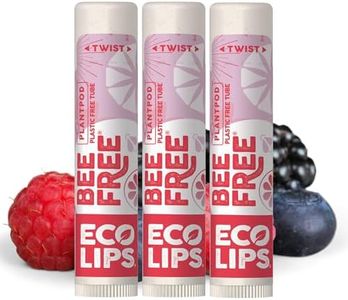 Eco Lips Vegan Superfruit Bee Free Lip Balm Includes Candelilla Wax, Organic Cocoa Butter and Coconut Oil. 100% Plastic-Free Plant Pod Packaging. 3-Pack