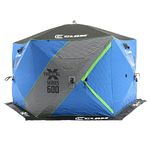 CLAM 14470 X-600 Portable 7 Person 11.5 Foot Pop Up Ice Fishing Angler Thermal Hub Shelter Tent with Anchors, Tie Ropes, and Carrying Bag