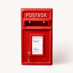 Assorted Collections Post Box Classic Large Letter Box Lockable With 2 Keys, Pole Mounted Heavy Duty Cast Iron Mail Box, Easy To Install, 44 x 24 x 25 cms, 12.8 kg (Red, 25D x 44H)