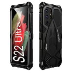 AFENGBOX for Samsung Galaxy S22 Ultra Heavy Duty Case,Samsung S 22 Ultra Metal Armour Phone Case,Military Shockproof Rugged 360° Full Body Protective Cover for Galaxy S22 Ultra,Black