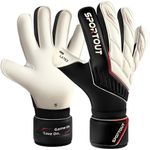 Sportout Youth&Adult Goalie Goalkeeper Gloves,Strong Grip for The Toughest Saves, with Finger Protect & 4+3MM Latex to Give Splendid Protection to Prevent Injuries,4 Colors (Black2.0, 9)