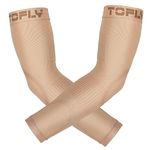 Compression Arm Sleeve, 1 Pair for Unisex, 20-30mmHg Graduated Compression Elbow Sleeve for Recovery, Pain Relief, Supports Muscles & Joints, Tennis Elbow & Golfers Brace, Edema, Swelling, Beige M