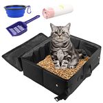 Travel Cat Litter Box, INUAN Foldable Portable Litter Box with Lid and Handle for Medium Cats and Kitties, Leak-Proof Lightweight Collapsible Cat Litter Carrier, Kitty Litter Box Waterproof 3