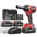 Avhrit Cordless Impact Wrench, 700Nm/516Ft-lbs Brushless 1/2 Power Battery Impact Gun w/ 2X 4.0 Battery, 4 Sockets, 4 Drill,4 Screws, 1/2 Inch Impact Driver for Car Home