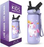 Live Infinitely 20oz (591 ml) Kids Water Bottle with Easy Sip Straw - Dishwasher Safe & BPA Free Water Bottle - For Kids or Toddler - Leak Proof Water Bottle for School - Unicorn