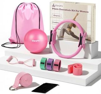 ElaraFit Home Pilates Ring and Ball Set for Women with 4 Resistance Bands 13 inch Magic Circle Workout Essentials Starter Kit for Beginners, Full Body Toning Shape Your Body with 15 Min Daily Routine