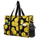 NGIL Zip-Top Tote Bag with Exterior Pockets for Working Women, Teachers, Nurses, and Moms, Design in USA, Ngil Zip-softball-black, Large, Tote