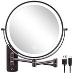 DECLUTTR 9 Inch Makeup Mirror with Lights, Double-Sided Magnifying Mirror 1X/10X, 3 Colors Lighted Makeup Mirror, Rechargeable Wall Mounted Makeup Mirror, Bronze