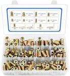 170 PCS Threaded Inserts Nuts, 10 Sizes-1/4"-20, 5/16"-18, 3/8"-16 Wood Inserts Assortment Kit, Steel Threaded Inserts for Wood Furniture Screw Threaded Inserts Kit with 3 PCS Hex Wrench