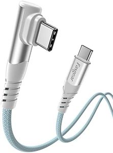 Fasgear USB C to USB C Cable 1m USB 2.0 Type C to Type C Cable 5A Fast Charging Right Angle Compatible with Sam-Sung Galaxy Tab S3, Surface Go, Mac-Book Air 2020, XPS 13/15 (Blue)