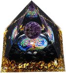 MXiiXM Orgone Pyramid for Positive Energy, Amethyst Crystal Ball Handmade Pyramid, Protection Crystals Energy Generator for Stress Reduce Healing Meditation Attract Wealth Lucky (Tree of Life)