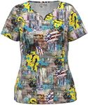 Digital Print Stretch Scrubs Top - Pandamed Notch Neck Women Stretch Top PPS102, 154#, 5X-Large