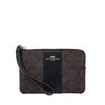 COACH Women's Small Wristlet, Brown/Black, One Size