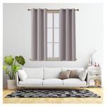 REHAN & CO Blackout Thermal Insulated Curtains & Drapes - Black out Ring Top Eyelet window curtain 2 panels with Tie Backs for Bedroom, Living Room (Silver, W46” x L54”)