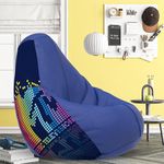 ComfyBean Faux Leather Bag with Beans Filled XL- Official: MTV Bean Bags - for Kids - Max User Height : 4 Ft. - Weight : 30 Kgs(Model: MTV_Artwork-4 - Blue)