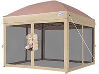 Quictent 6.6’x6.6’ Pop up Canopy Tent with Netting, Instant Setup Screen House Room Tent Screened- 2 Magnetic Doors, Waterproof (Khaki)