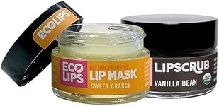 Eco Lips Daily Plumping Lip Mask with Hyaluronic Acid + Organic Vanilla Bean Sugar Lip Scrub 2-pack by Eco Lips 100% Natural. Made in USA