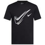 NIKE Court T Shirt Mens Swoosh Logo Tee Short Sleeve Classic T Shirt Black DQ3944 010 New (Large)