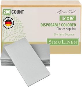 SimuLinen Silver Linen Feel Disposable Dinner Napkins - Cloth-Like Kosher Napkins for Celebrations, Weddings, and Showers, 16"x16", Box of 300