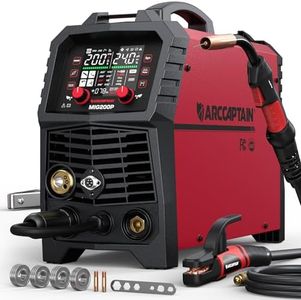 ARCCAPTAIN Pulse MIG Welder, 200A 7 in 1 Pulse MIG/Gas MIG/Flux Core MIG/Stick/Lift TIG/Spot Welding/Spool Gun 110V 220V Aluminum Welding Thin Sheet Metal Welding Machine with LED Digital Display