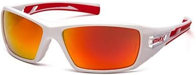 (White/Red Frame / Sky Red Mirror Lens) - Pyramex Velar Safety Glasses, White-Red Frame/Sky Red Mirror Lens