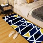 Roseate Mosaic Super Soft (50x120 cm) Microfibre 2000 GSM Anti Skid Runner for Bedroom/Carpets for Living Room/Kitchen Mats for Floor/Floor Mat/Bathroom Mat/Rug (Blue) Pack of 1