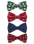 GUSLESON 4PCS Men's Christmas Bow ties Festival Theme Novelty Bowties Snow Tree Pattern (0634-4C4)