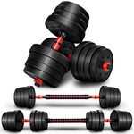 RE:SPORT 2 in 1 Dumbbell Set With Connecting Rod | Adjustable Dumbbell & Barbell Spinlock Collars & Connection Tube Lifting Training Set (Black, 30kg)