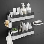 WeshyiGo 2-Pack Shower Caddy, Separable Shower Organizer with Soap Dish and Hooks, No Drilling Double Layer Shower Shelf, Used for Bathroom and Kitchen (Black)