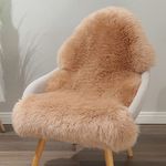 LLB Genuine Sheepskin Area Rug Wool Rug Fur Carpet Fluffy Fur Rug for Living Room Kids Bedroom Real Sheepskin Throw Lambskin Rugs Sofa Mat Chair Seat Covers (Tan, 2' x 3' Sheepskin)