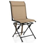 COSTWAY 360° Swivel Hunting Chair, Folding Camping Chairs with Mesh Back, Non-slipping Pads and Carrying Strips, Lightweight Blind Seat for Hiking Fishing, 150kg Load Capacity (without Armrest, Brown)