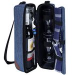 ALLCAMP OUTDOOR GEAR Wine tote Bag with Cooler Compartment，Picnic Set Carrying Two sets of tableware（Blue）