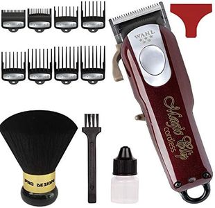 Wahl Professional 5-Star Cord/Cordless Magic Clip #8148 - Great for Barbers and Stylists - Precision Cordless Fade Clipper Loaded with Features - with Bonus Neck Duster (Burgundy)