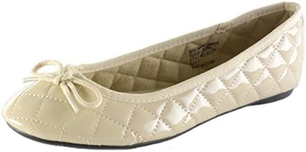 Alpine Swiss Women’s Aster Ballet Flats | Patent Leather Slip-On Shoes | Quilted Pillow Stitch | Rounded Toe | Everyday Comfortable Fashion Footwear TAN 7
