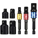 wohot 7Pcs Impact Socket Adaptor Set Drill into High Speed Nut Drill, 1/4", 1/2", 3/8 and 4pcs 1/4 to 3/8 x 3/8 to 1/4 Inch – 3/8 to 1/2 – 1/2 to 3/8