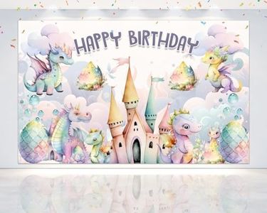 5x3 FT Pink Dragon Happy Birthday Backdrop - Enchanting Party Decoration for Girls, Ideal for Magical Celebrations