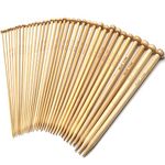 Single Point Bamboo Knitting Needles 14 Inch, 18 Pairs Wooden Knitting Needles for Beginners, US Size 0-15 (2.0-10.0mm), Straight Wood Needles Prefect for Sweaters, Socks, Shawl, Gloves and Scarf