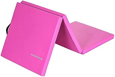 BalanceFrom 2" Thick Tri-Fold Folding Exercise Mat with Carrying Handles for MMA, Gymnastics and Home Gym Protective Flooring (Pink)