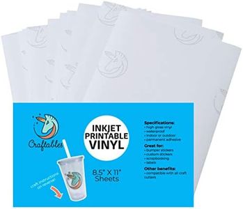 Craftables Waterproof Inkjet Sticker Paper - 10 Sheets Printable Vinyl - Inkjet (Matte White)