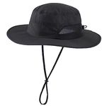 Connectyle Men's UPF 50+ Wide Brim Boonie Hat Breathable Fishing Hiking Sun Hat, Black, Large