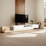 Luxsuite Extendable TV Cabinet Stand TV Unit Table Entertainment Unit Centre Television Media Storage Living Room Furniture 200cm to 380cm Oak & White