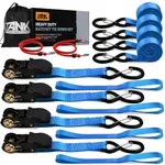 Ratchet Tie Down Straps, Tankpower 1650LB Break Strength Heavy Duty Ratchet Straps Set - UTV Truck Dirt Bike Motorcycle Trailer Accessories Securing Cargo Moving Straps - Blue
