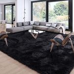 Merelax Soft Modern Indoor Large Shaggy Rug for Livingroom Bedroom Dorm Kids Room Home Decorative, Non-Slip Plush Fluffy Furry Fur Area Rugs Comfy Nursery Accent Floor Carpet 8x10 Feet, Black