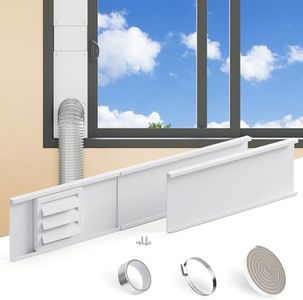 Powrocket Dryer Vent Window Kit for 4in Dryer Vent Hose, with Self-closing Dryer Vent Cover with Screen, Adjustable Window Vent Kit for Sliding Windows and Hung Windows Maximum 47inch