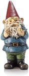 Alpine WAC406 Corporation 30 cm Tall Outdoor Garden Gnome with Bird Yard Statue Decoration, Multicolor