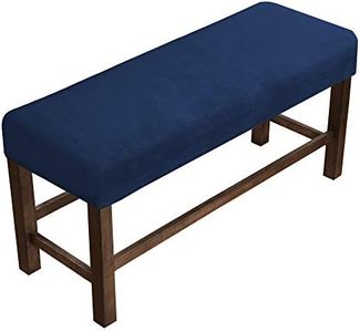 PrinceDeco Velvet Spandex Bench Covers for Dining Room - Soft Thick Velvet Bench Slipcover Bed Bench Cover Removable Washable Bench Seat Protector for Living Room, Kitchen, Bedroom (Large, Navy)