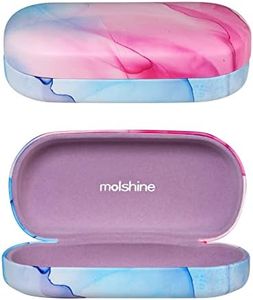 molshine Hard Shell Sunglasses Case,Classic Large Glasses Case for Women Men,Sunglass Eyeglasses, Pale Pinkish Purple, Large