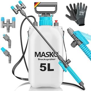 MASKO® Pulvérisateur à pression résistant aux acides 5 l avec buses réglables et tuyau de 1,3 m | Pulvérisateur pour protection des plantes, jardin et voiture | Pulvérisateur à pompe avec sangle de